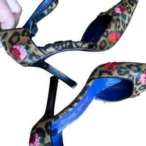 Ernesto Esposito Animal Print Suede Heels Size 6